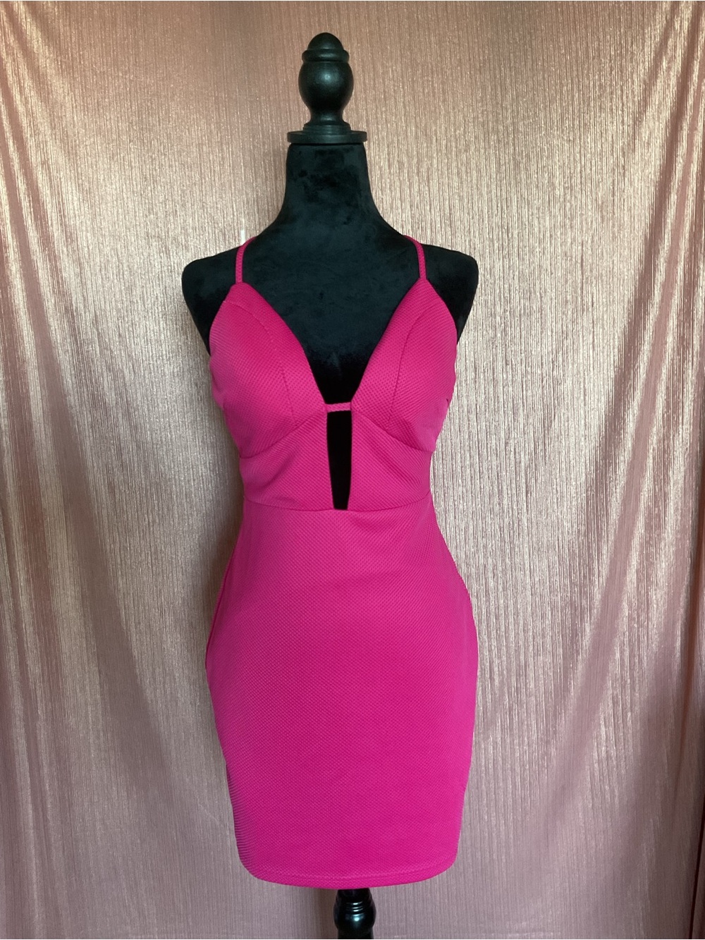 Trac Hot Pink Spaghetti Strap Mini Dress